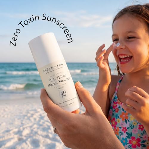 Image of Kids Sunscreen Mineral SPF 40 Twin Pack - Non Toxic Baby & Toddler Sunblock Bundle with Non-Nano Zinc Oxide, Grass-Fed Tallow, Natural Reef-Safe Sun Lotion, No White Cast (Two 3.4 oz)