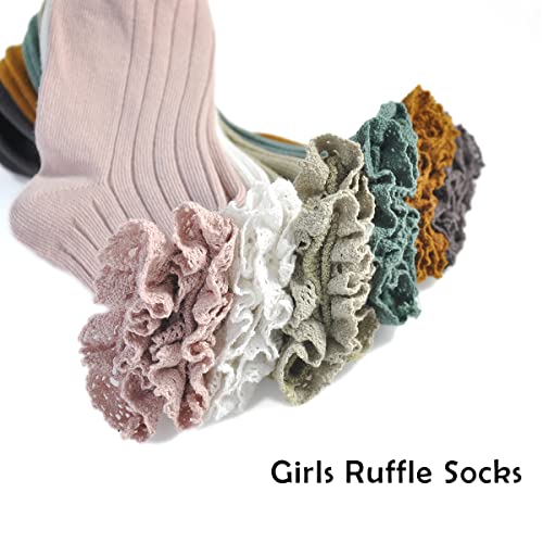 Mini Angel Baby Girl Socks Vintage Toddler Ruffle Lace Socks Dress Frilly Ankle Socks 6 Pack (Vintage Casual,1-3 Years) #TOP3