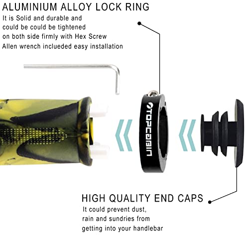 Image of TOPCABIN Ergonomic Bike Grips - Widen Holding Rubber Grips with Aluminum LockGrips for Mountain & Road Bikes
