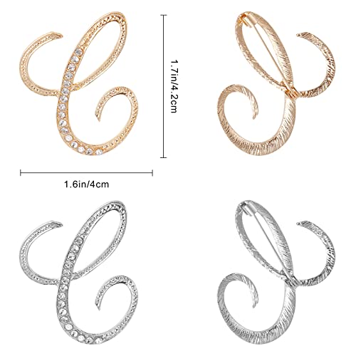 Image of Letter Brooch Pins, Alloy Lapel Pin Gold and Silver for Women, Girls, Men