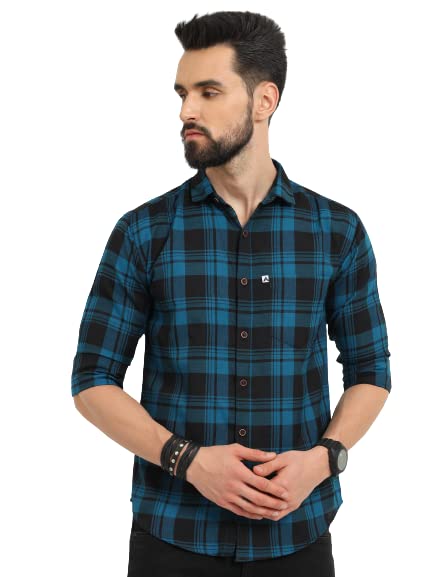 ALLWIN PAULRegular Fit Check Shirt Cut Away Collar Casual Shirts for Men(W)