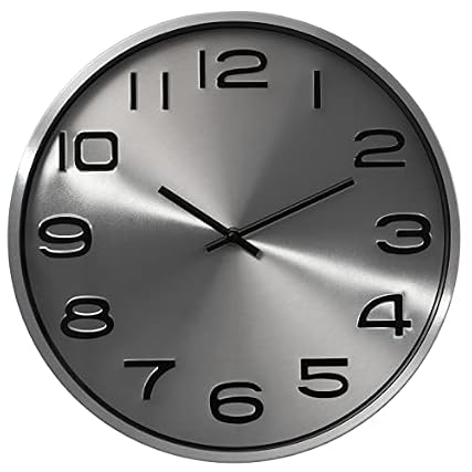 Modern Decorative Aluminum Round Wall Clock for Living Room, Kitchen, Dining Room, Silver product