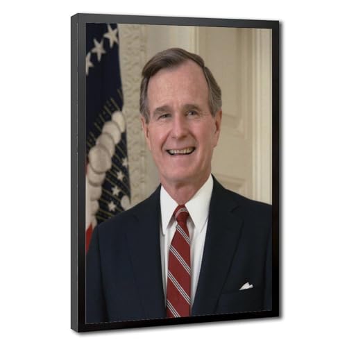 Toile George HW Bush de Qualité Musée WCYB Portrait Encadré 50,8 x 76,2 cm d'Exception