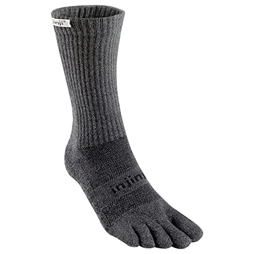 Injinji Unisex Trail Midweight Crew Xtralife Socks Small Granite