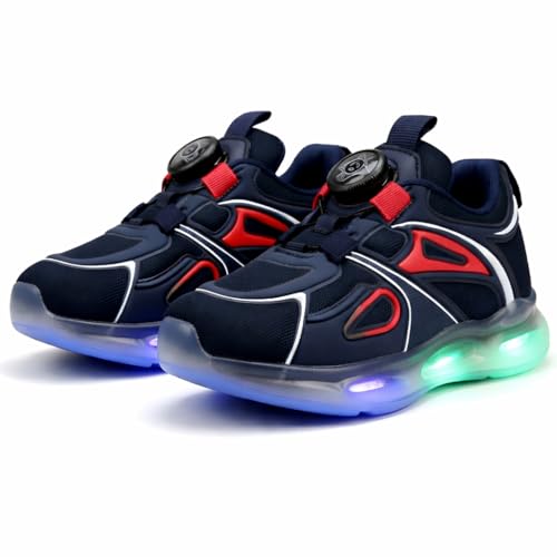 Image of HOOH Kids LED Light Up Shoes with Auto-Lace Drawstring Closure, Breathable Mesh Sneakers for 1 Years to 12 Years Boys and Girls