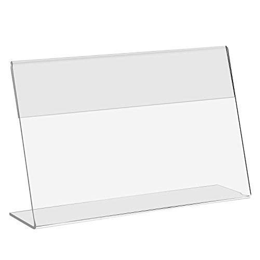 Teensery 10 Pcs Clear Sign Holder Acrylic LShaped Table Card Holder