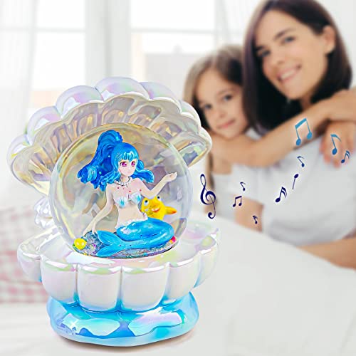 Mermaid Music Box For Daughter - Mermaid In Seashell Snow Globe With Lights, Birthday Valentine Day Christmas For Wife Girlfriend Women Plays Tune You Are My Sunshine #TOP6