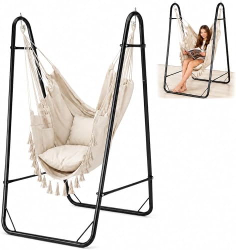 Image of WUDLEP Swing Stand with Hammock Chair, Max Load 330lbs, Rectangular