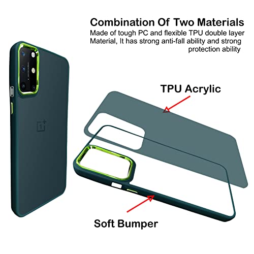 Image of A rtistque Frosted Translucent Back Cover Case for Oneplus 8T | Electroplated Chrome Ring | Raised Camera Edges for Protection | Smooth Sides TPU - Green