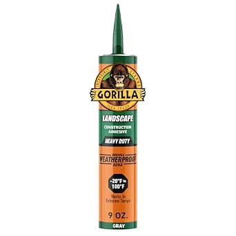 Gorilla Landscape Construction Adhesive, Heavy Duty, 9 fl. oz. Cartridge, Gray