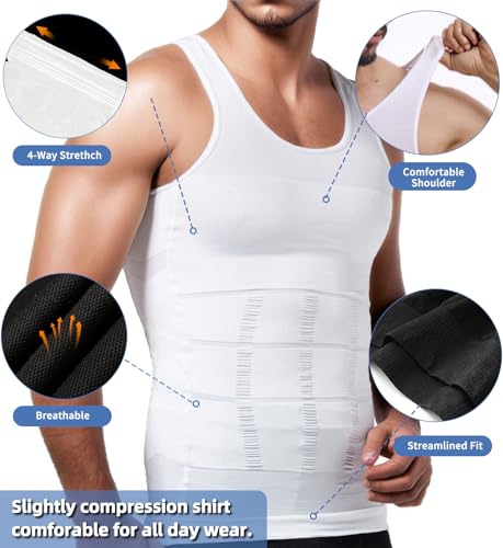 Mens Compression Tank Tops Slimming Body Shaper Vest Shirts Abs Shaping Workout Shapewear4