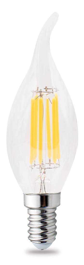 Lampadine a LED Lampadina a Candela Classica con filamento di Vetro dimmerabile 6W E14 Bianco Freddo C35L CA 220V(Warm White,Pack of 8)