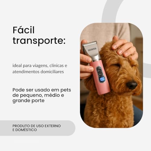 Máquina De Tosa Pet Silenciosa Elétrica Profissional Recarregavel (Rosa)