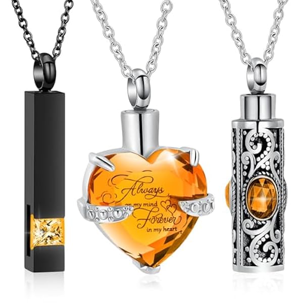 BLNETU 3 stuks halsketting met open urnhanger, 3 stuks, lang, met harthanger, capaciteit voor huisdieren, as