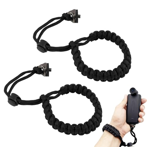 Set di 2 cinghie per fotocamera con vite 1/4, cavo regolabile in nylon ad alta resistenza, fissaggio rapido e sicuro, compatibile con action cam, DSLR, SLR, stabilizzatori, cinturino da polso nero