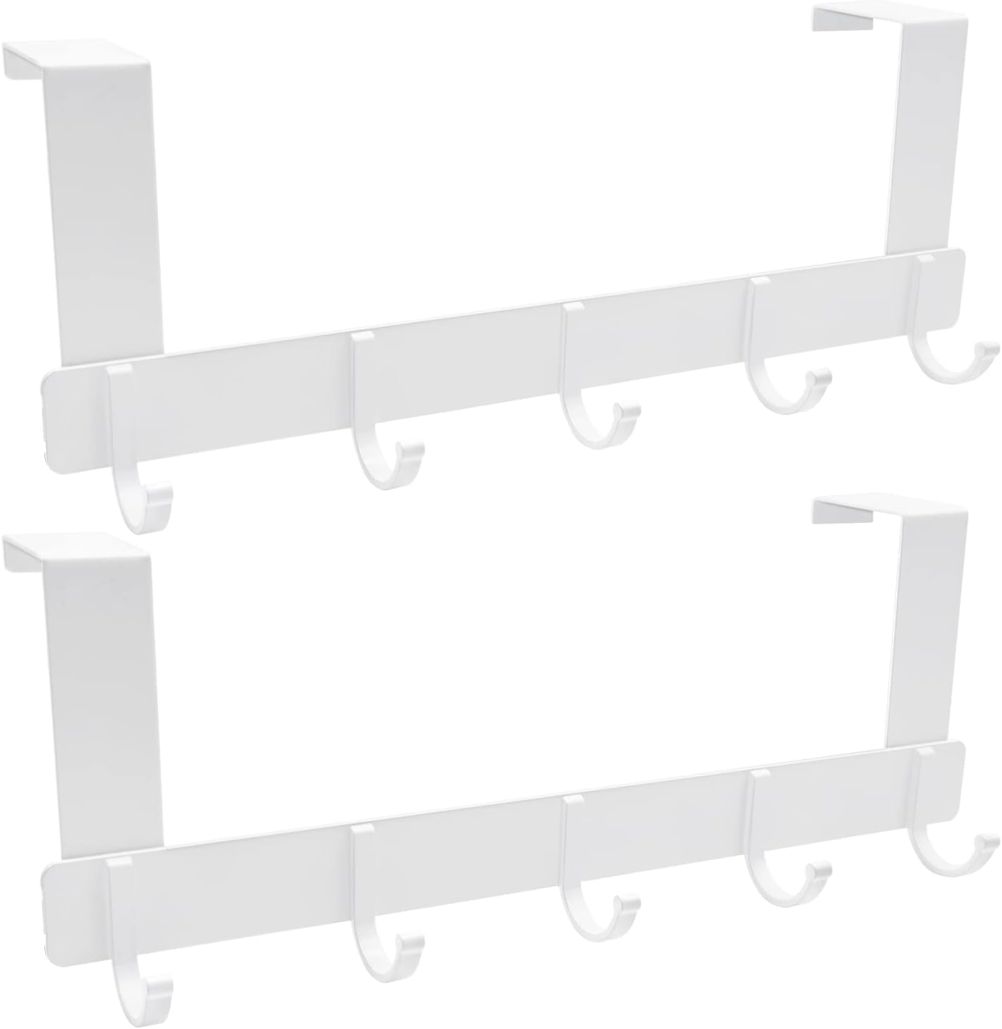 LFSEMINI 1/2/4 Pack Over Door Hook Hanger, Black/White, Long/Short, Heavy-Duty Over Door Hanger(2 Pack, White, Short)