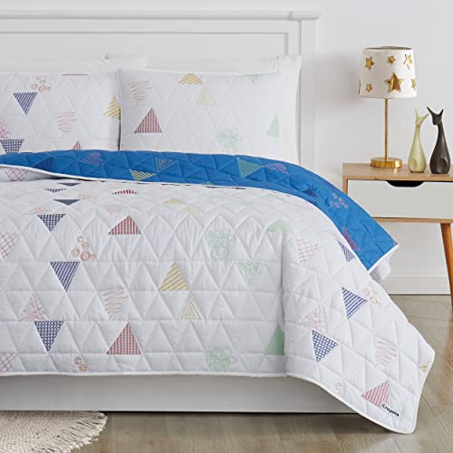 CRAYOLA Ensembles Pem linge de lit double à motif triangle brodé moderne - 3