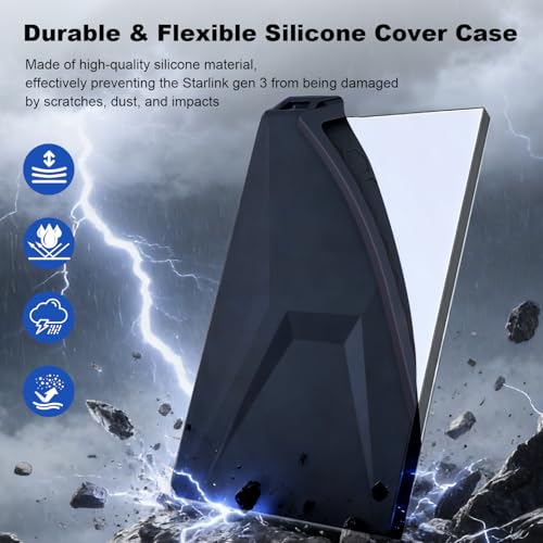 Starlink Gen 3 Protective Cover Case, Starlink Standard Gen 3 Case for Satellite Dish, Silicone Protector Cover for Starlink Standard, Waterproof,Impact Resistant to Rocks/Sand/Hail（Black） by JoaSinc - Image 4