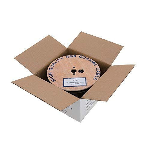 Cables Direct Online Rg6 500Ft Dual Shield Coaxial Cable, 18 Awg Copper Clad Steel Conductor, Foam Pe Core, 60% Aluminum Braid, Pvc Jacket, Reel In Box (500Ft, Black) #TOP3