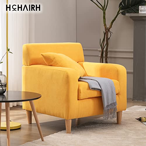 Hchairh Accent Chair With Extra Lumbar Support,Single Sofa Chair,Mid Century Modern Fabric Upholstered Comfy Oversized Arm Chair Leisure Chair With Wooden Legs,Living Room Chairs, Reading Chair #TOP1