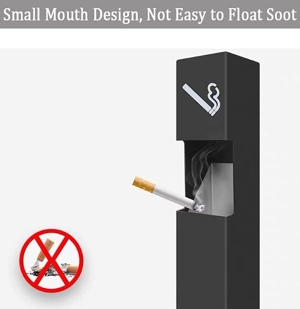 outdoor ashtray 40" Black Free Standing cigarette butt disposal outdoor for Commercial Offices, Restaurants, Bars,Convenience Stores,ashtray for outside patio (Square) by Oftest - Used condition - Image 6
