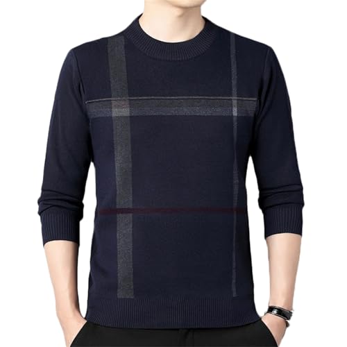 Men's Cable Knit Pullover Sweater Classic Crewneck Soft Casual Sweaters with Ribbing Edge