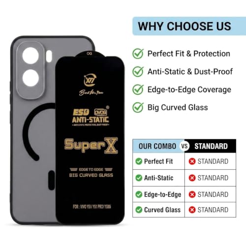 Image of Premium Back Cover with Tempered Glass for Vivo T5 Pro 5G, Matte Grey (Matte Grey)