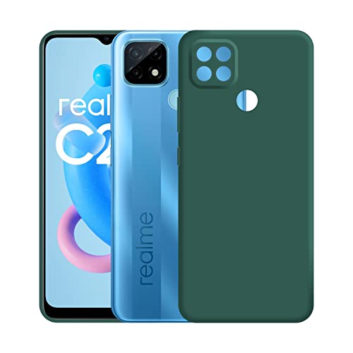 Image of Case Creation Liquid TPU Silicone Cover for Realme C25s Soft Case,Anti-Dirty Slim Case Frosted Matte Cute Candy TPU Raised Bezel (Splash of Color) Back Case Cover for Realme C25s -Lake Green