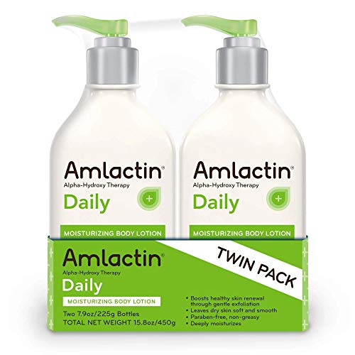 AmLactin Daily Moisturizing Lotion for Dry Skin, 7.9 oz Pump Bottles (Twin Pack), 2-in-1 Moisturizer Body Lotion with 12% Lactic Acid, Dermatologist-Recommended (Packaging May Vary)