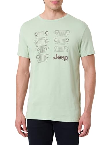JEEP J Man T-Shirt 7-Slot Grille Evolution Large Print J24s Camiseta DE Manga Corta, Palas Jade, S para Hombre