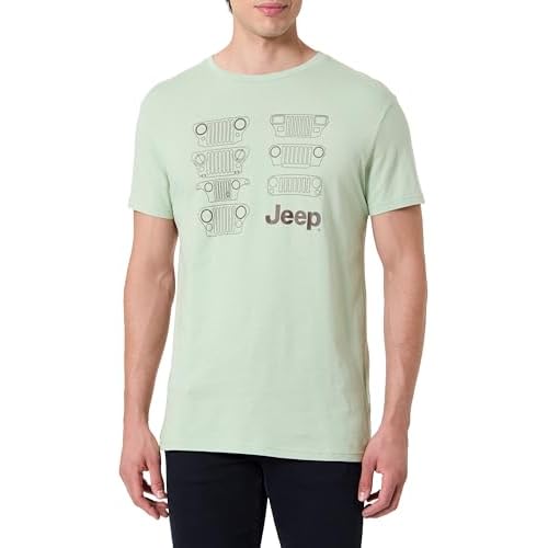 JEEP J Man T-Shirt 7-Slot Grille Evolution Large Print J24s Camiseta DE Manga Corta, Palas Jade, S para Hombre