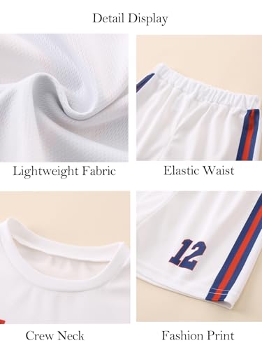 Image of 4 Pcs Boys Clothes Athletic Outfits Set Shorts and Performance T-Shirt Crew Neck Summer Kids Outfit Size 4-12Y