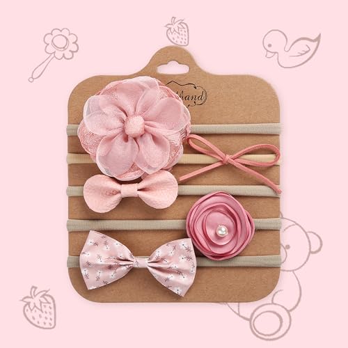 Image of POLKA TOTS Baby Hairbands for Kids Girl | Cute Stretchable Hair Bands for Baby Girls | Kids Hair Accessories | Elastic Infant Hairband | Toddler Hair Clips (Pack of 5)