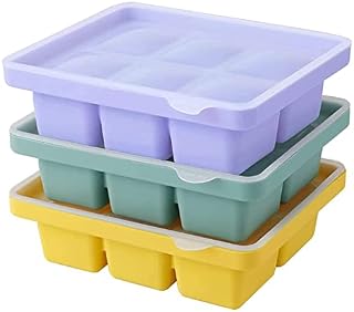 Theuwnee® Ice Cube Tray, Easy-Release Silicone Ice Moulds with Removeable Lids, Perfect for Chilled Drinks, Freezer, Baby Food, Whiskey and Cocktail, LFGB Certified and BPA Free (Yellow)