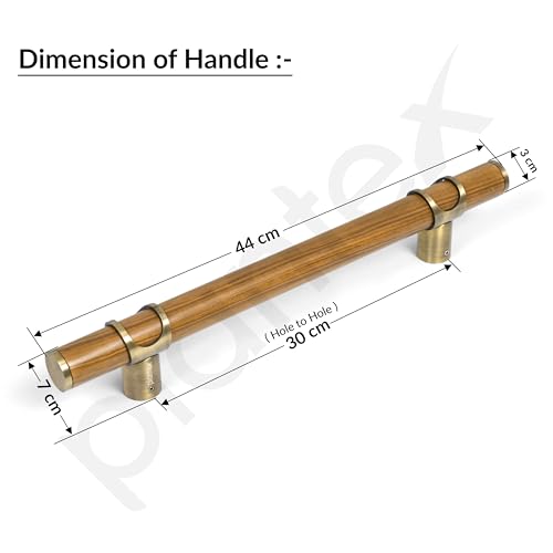 Image of Plantex 12 Inch Main Door Handle /Stainless Steel & Wooden Door Handle /Pull-Push Handle for Door /Office & Hotel - Pack of 1 (DTMD-428, Brass Antique & Wood)