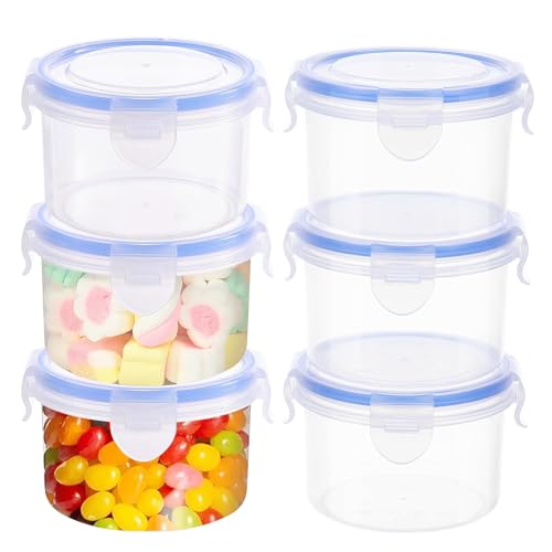 pilyero 6 Piezas Tupper Plastico, 300ml Envases de Plastico con Tapa, Redondo Tapers para Comida Hermetico, Adecuado para Calentar O Almacenar Alimentos en el Refrigerador Y en el Microondas