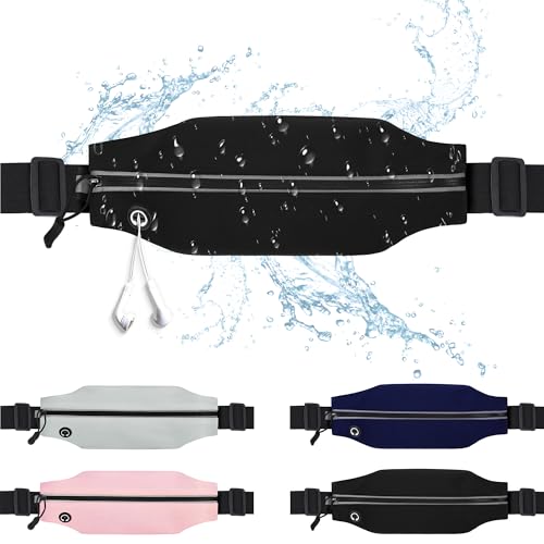 Slim Running Belt For Men and Women Waist Fanny Pack Phone Holder Pouch Bag Reflective Zipper Pocket Workout Cycling Fitness