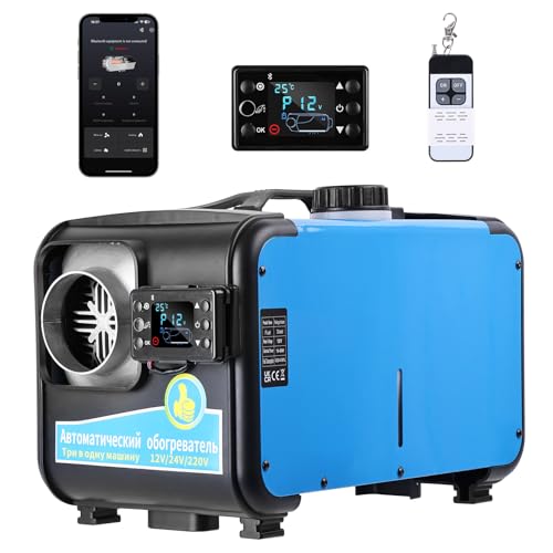 Nexalite Riscaldatore a Gasolio 8 kW con Bluetooth,Telecomando, 12/24V DC & Adattatore AC, Funzione Alta Quota, Serbatoio da 5 L – Riscaldatore Diesel per Auto, Camper e Camion