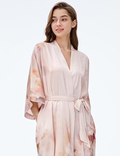 Image of PRODESIGN Kimono Robe for Women - Long Satin Sleepwear Silky Kimono Cover-Up Nightgown Japanese Bathrobe Loungewear Blouse