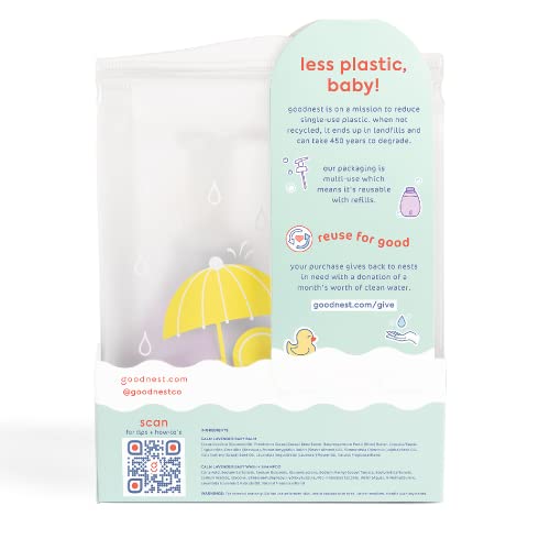 Goodnest Baby Bathtime Bundle, Soothing Lavender Baby Care Set, (1) 3-In-1 Baby Shampoo + Wash Foaming Soap Tablet, (1) 12Oz Pump Bottle & (1) Soothing Moisturizing Baby Balm W/Reuseable Wet Bag #TOP6