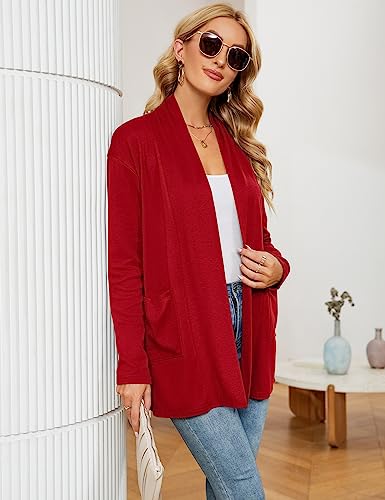 Image of Micoson Women's Long Sleeve Open Front Cardigan Casual Loose Lightweight Cardigans with Pockets