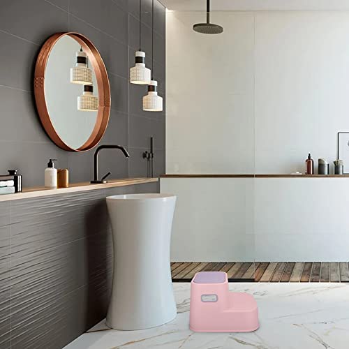 2 Step Stool For Kids -2 Pack, Toddler Two Step Stool For Potty Training, Bathroom, Kitchen, Anti-Slip Sturdy Safety Bottom Heightwidth (Pink) #TOP5