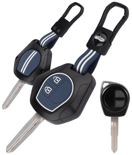 Image of Black Metal Silicon Key Cover Compatible with Maruti Suzuki S-Presso, Swift, SX4, DZire, Ignis,Alto, Vitara, Brezza, Celerio, Ertiga, Ciaz, SCross, Baleno, Ritz 2 Button Key Glow in Dark