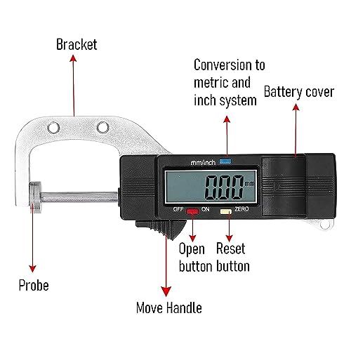 Image of Digital Micrometer 0-25mm / 1 Inch - Electronic Thickness Gauge with LCD Display, Inch /Metric Conversion, Precision Measuring Tool for Metal, Wood, Paper & Small Parts (25mm)