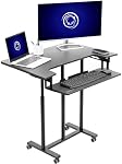 VIVO Mobile Height Adjustable Table, Stand Up Desk Cart with Sliding Keyboard Tray, Computer Workstation, Rolling Presentation Cart, Black, CART-V06A | Height Adjustable, Stand Up Desk, Sliding Keyboard Tray, Computer Workstation, Rolling Presentatio