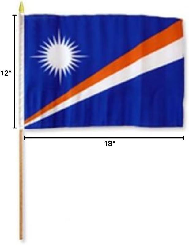 One Dozen Marshall Islands 12x18in Stick Flags.