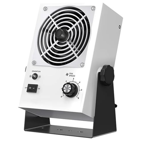 Ventilador ionizador antiestático: soplador ionizador de escritorio con velocidad de viento ajustable y volumen de aire máximo de 100 CFM, alcance efectivo de 90 cm x 40 cm para impresión y embalaje