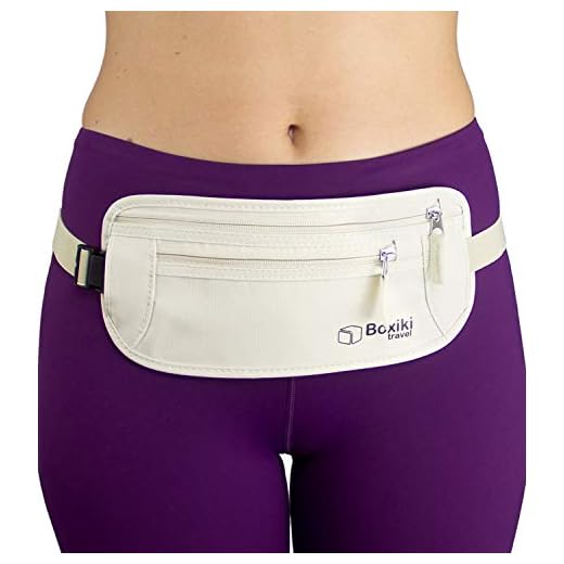 Cinturón-Monedero Virtualmente Invisible para Mujeres con Tecnología Protectora RFID / Bolso Seguro para Pasaporte y Dinero (Beige)