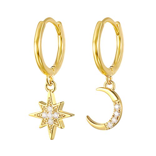 Huggie orecchini a cerchio da donna con ciondolo a...