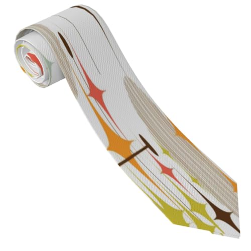 Mid Century Modern Starbursts And Globes Men'S Classic Silk Smooth Tie, Suitable For Pairing With Formal Occasions3